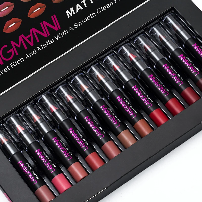 

12 Colors Waterproof Matte Lipsticks Lip Sticks Set Velvet Long-Lasting Lip Makeup Beauty Cosmetics Natural Moisturizing Lips