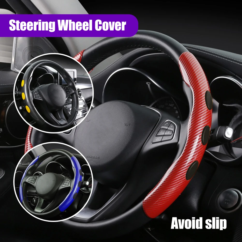 38cm/15inch Universal Steering Wheel Cover Non-Slip Carbon Fiber Steering Cover Car Decoration Auto Interior Accessories
38cm/15inch Universal Steering Wheel Cover Non-Slip Carbon Fiber Steering Cover Car Decoration Auto Interior Accessories