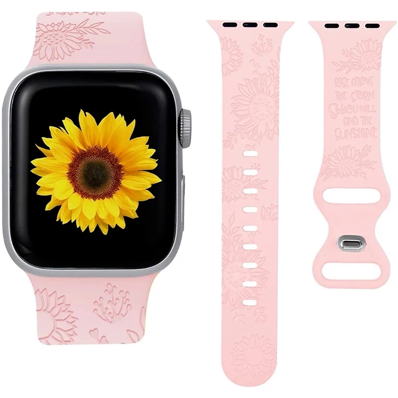 New Sunflower Engraved Silicone Watchbands for Apple Watch Band New Fashion Sport Strap Replacement Wristbands for iWatch Series
New Sunflower Engraved Silicone Watchbands for Apple Watch Band New Fashion Sport Strap Replacement Wristbands for iWatch Series
