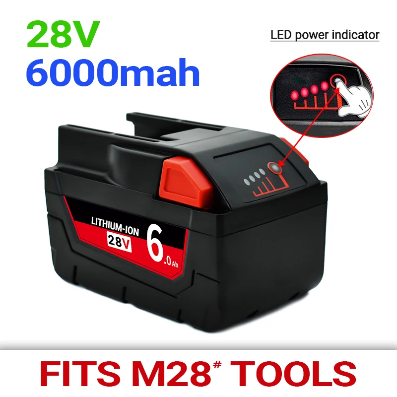 28V 6.0Ah Voor for Milwaukee M28 Batterij Li-Ion Vervangende Batterij Voor Milwaukee 28V M28 48-11-2830 0730-20 Tool Batterij
28V 6.0Ah Voor for Milwaukee M28 Batterij Li-Ion Vervangende Batterij Voor Milwaukee 28V M28 48-11-2830 0730-20 Tool Batterij