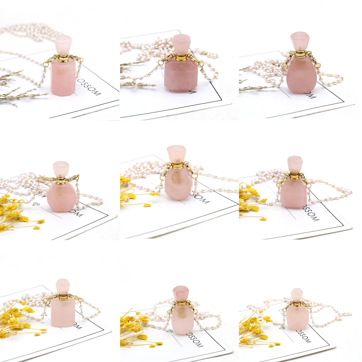 New Style Women Essential Oil Bottles Natural Stone Rose Quartz Perfume Bottle Necklace Pearl Chain Necklace Droppshiping
New Style Women Essential Oil Bottles Natural Stone Rose Quartz Perfume Bottle Necklace Pearl Chain Necklace Droppshiping
