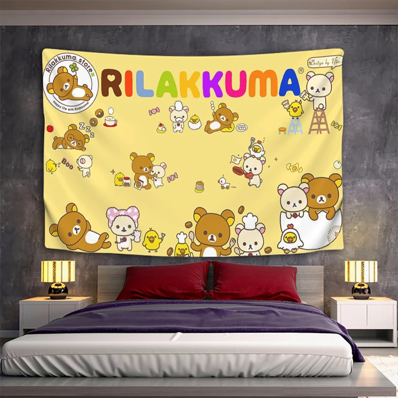 

Rilakkuma Home Decoration Wall Decor Garden Posters for Outside Boho Tapestries Tapestry Tapries Room Aesthetic Decorations