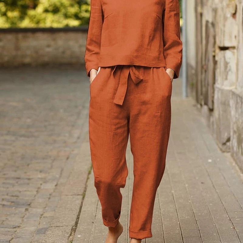 2 Pieces/Set Solid Color Suit Women's Trouser Suit Casual Long Sleeved O Neck Top Drawstring Trousers High Quality
2 Pieces/Set Solid Color Suit Women's Trouser Suit Casual Long Sleeved O Neck Top Drawstring Trousers High Quality