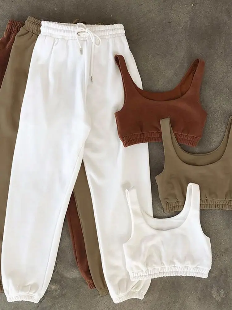 Solid Color High Waist Suspenders Sports Workout Bra Two-piece Set Female Loose and Thin Leggings Harem Pants Sports Suit Women
Solid Color High Waist Suspenders Sports Workout Bra Two-piece Set Female Loose and Thin Leggings Harem Pants Sports Suit Women