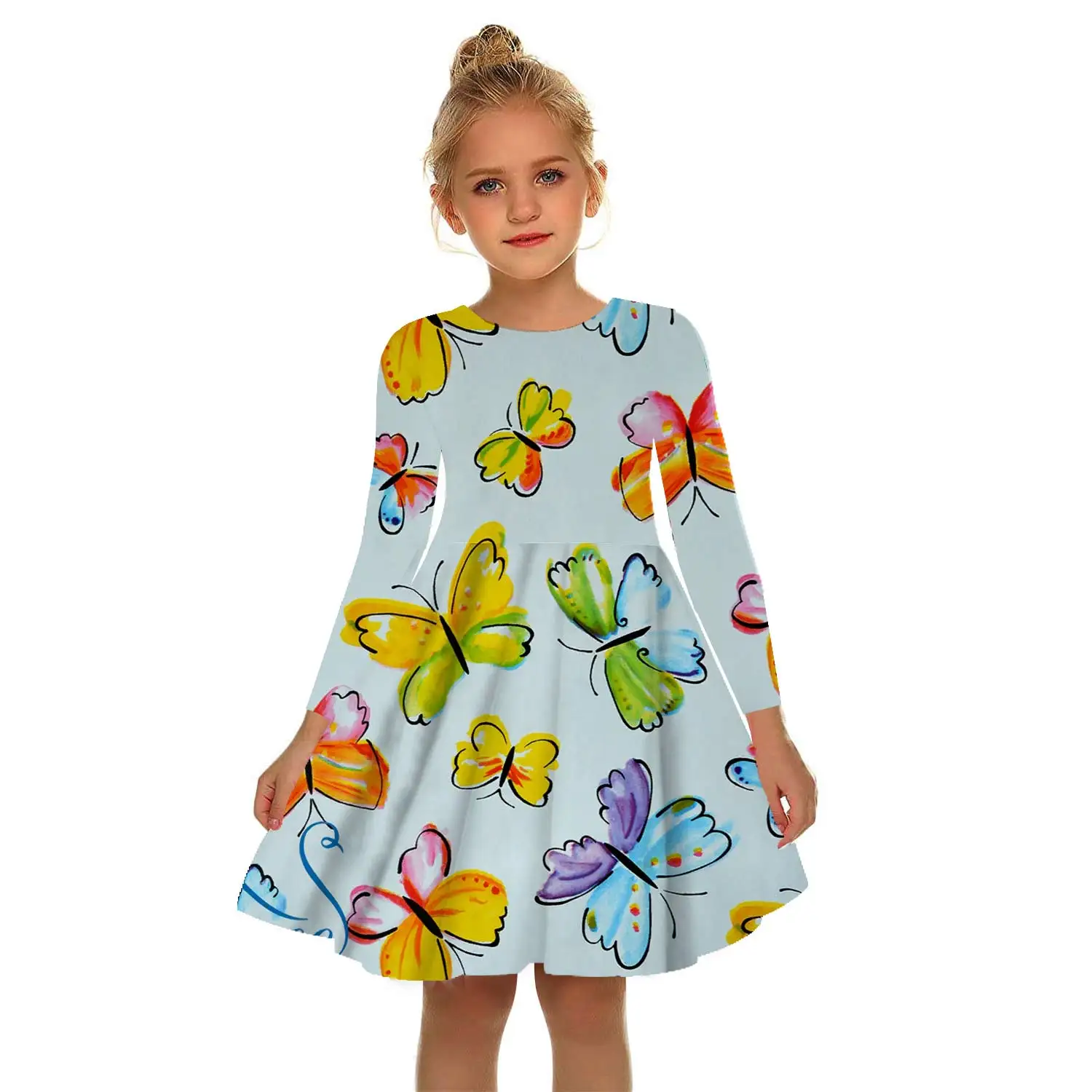 

Летнее платье для девочек с 3D-принтом бабочки, красивое белое платье принцессы для девочек, необычное платье-пачка, ярко-Розовые Детские пла...