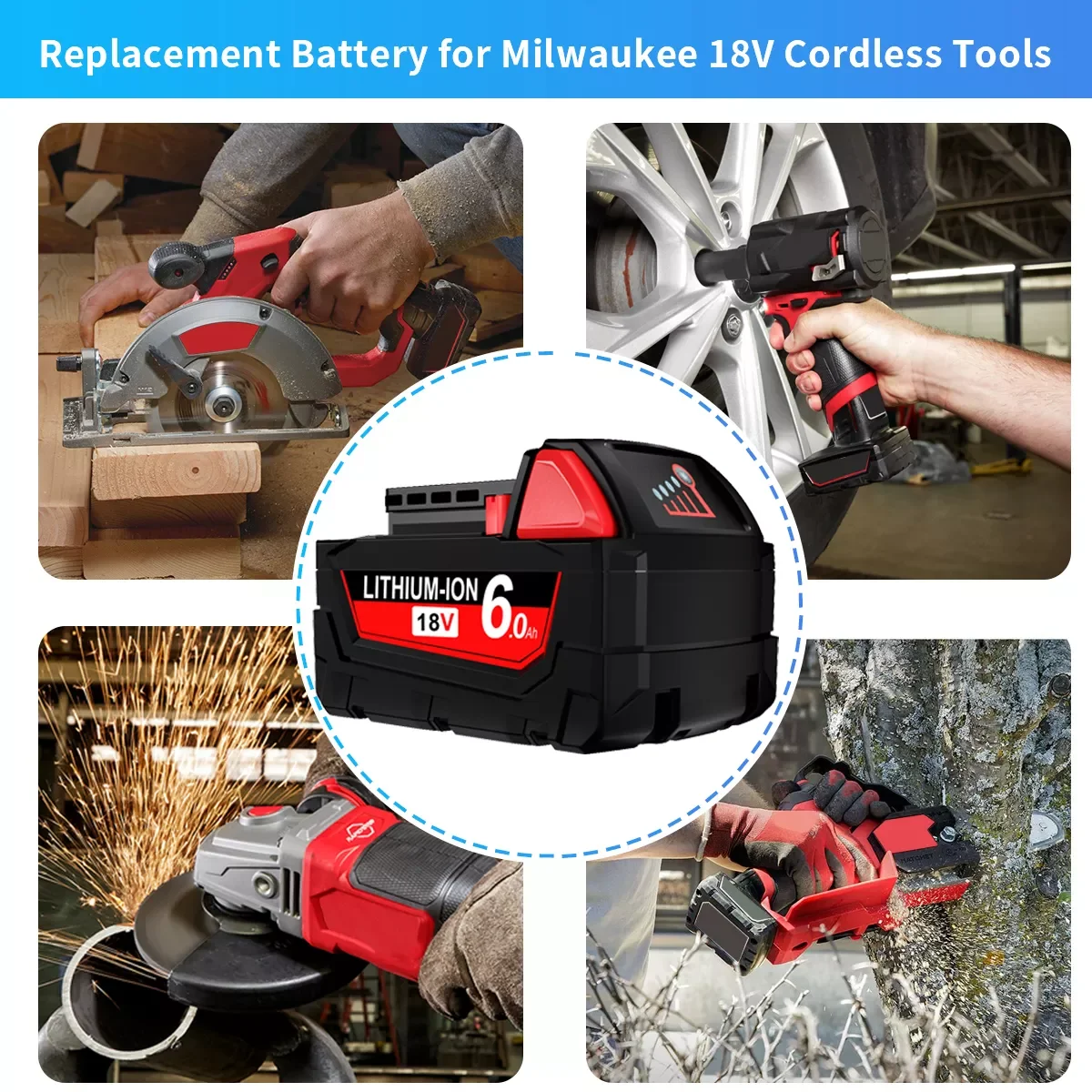 2023Bonacell 6000mAh Li-ion radial Battery for Milwaukee electric tools M18 48-11-1815 48-11-1850 2646-20 Repalcement M18 Batter
2023Bonacell 6000mAh Li-ion radial Battery for Milwaukee electric tools M18 48-11-1815 48-11-1850 2646-20 Repalcement M18 Batter