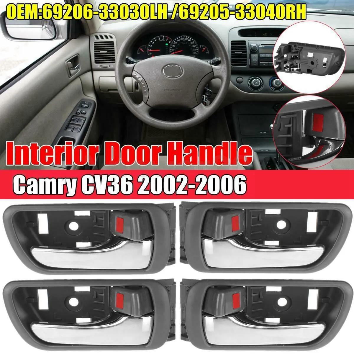 4 шт. внутренняя хромированная дверная ручка для Toyota Camry CV36 2002-2006 69206-33030LH 69205-33040RH
4 шт. внутренняя хромированная дверная ручка для Toyota Camry CV36 2002-2006 69206-33030LH 69205-33040RH