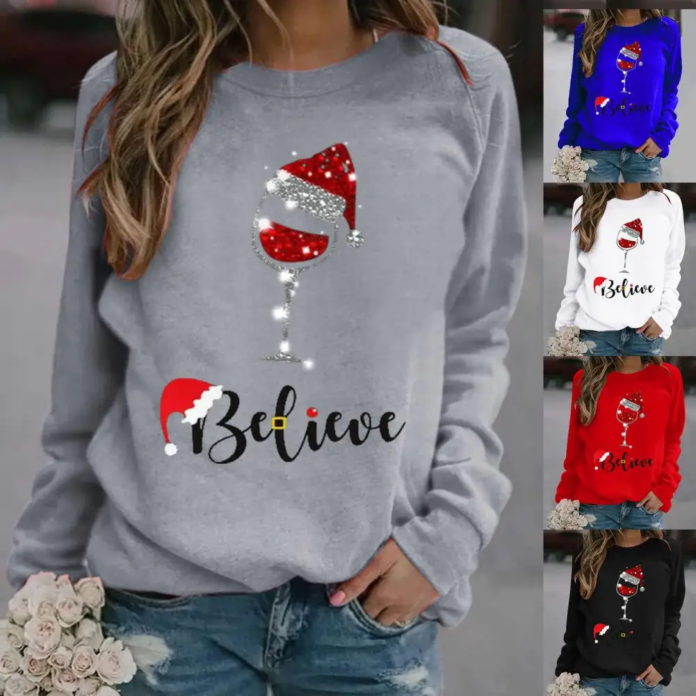 O-Neck Long Sleeve Pullover Sweatshirt Rhinestone Wine Cup Pullover Sweatshirt Christmas Hat Print Women Sweatshirt Outerwear
O-Neck Long Sleeve Pullover Sweatshirt Rhinestone Wine Cup Pullover Sweatshirt Christmas Hat Print Women Sweatshirt Outerwear