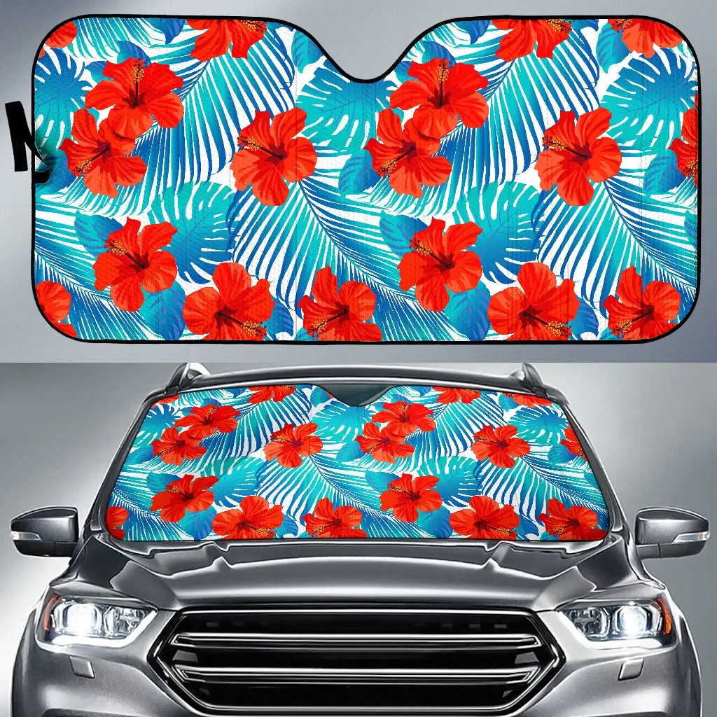 Blue Tropical Hibiscus Pattern Print Car Sun Shade 
Blue Tropical Hibiscus Pattern Print Car Sun Shade