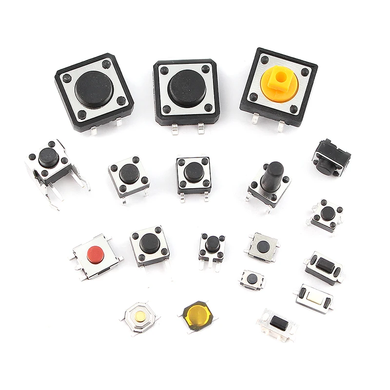 

125Pcs 25 Types Micro Momentary Tact Switch SMD DIP 2x4/3x6/4x4/6x6/12x12 Tactile Push Button Switches DIY Assortment Kit