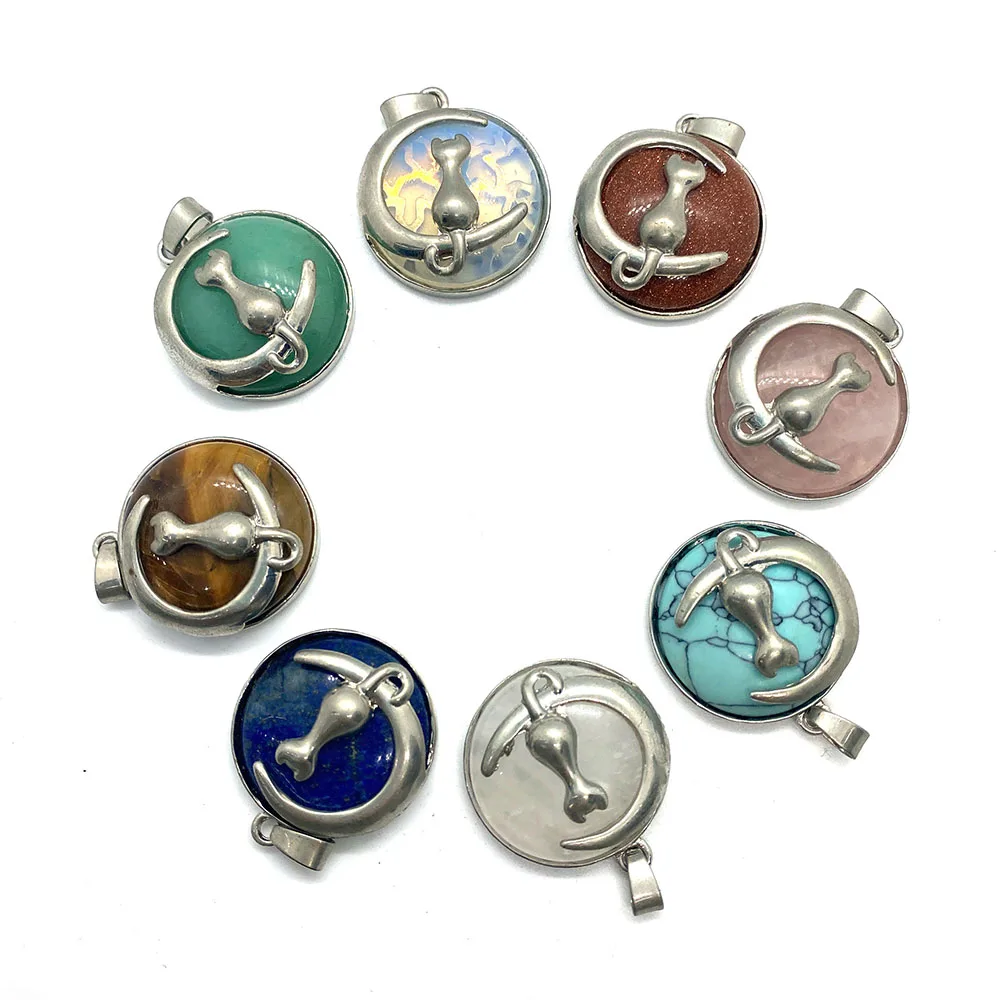 Cute Cat-shaped Pendant Moon Natural Stone Necklace Exquisite Tiger Eye Stone Powder Crystal Opal Green Aventurine Ladie Jewelry
Cute Cat-shaped Pendant Moon Natural Stone Necklace Exquisite Tiger Eye Stone Powder Crystal Opal Green Aventurine Ladie Jewelry