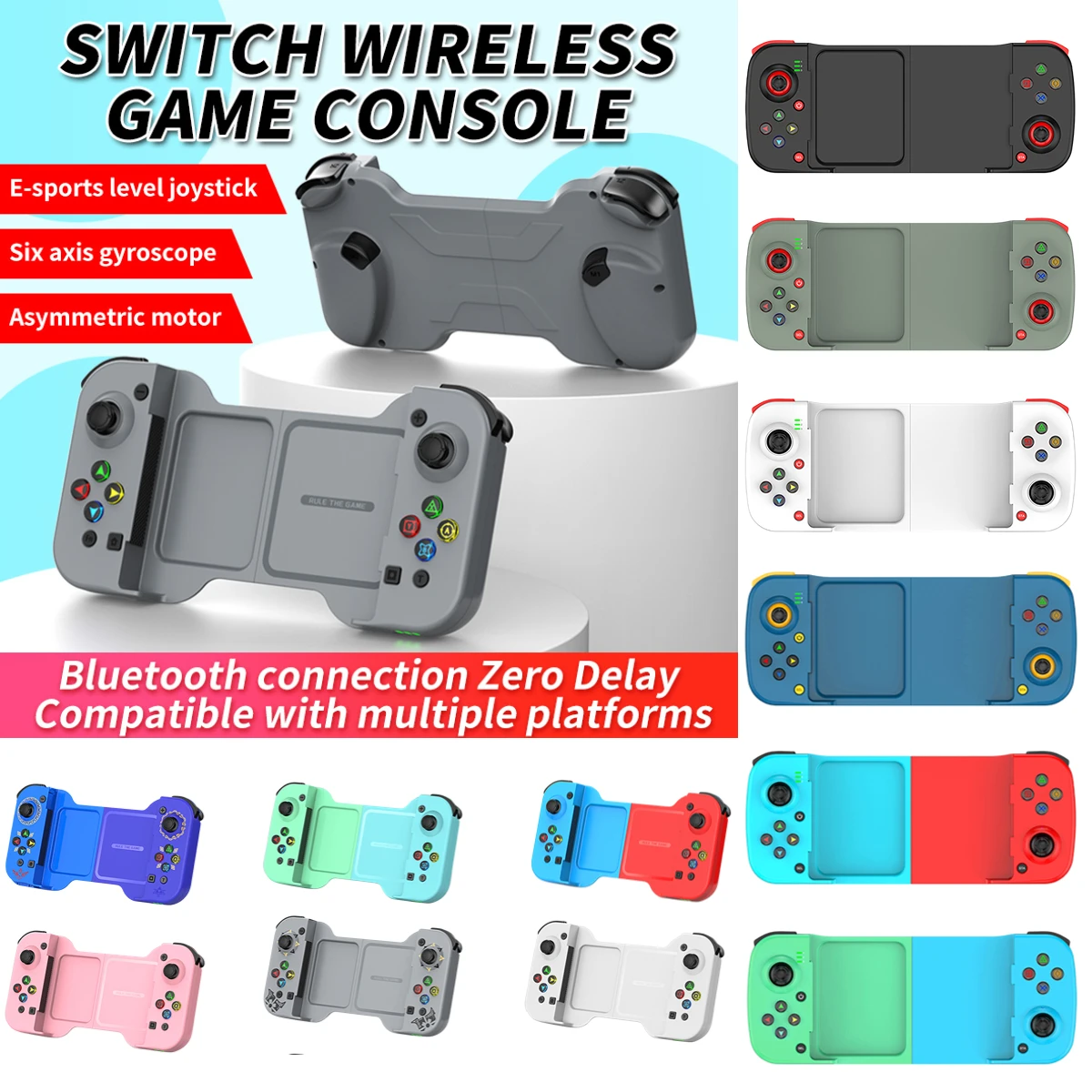 Игровой контроллер 5,0, совместимый с Bluetooth, 6-осевой гироскоп, геймпад для сотового телефона, Двойной вибрационный мотор для NS Switch PS4 iOS и Android
Игровой контроллер 5,0, совместимый с Bluetooth, 6-осевой гироскоп, геймпад для сотового телефона, Двойной вибрационный мотор для NS Switch PS4 iOS и Android