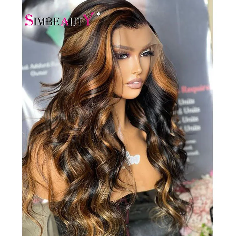 

Highlight Brown Body Wave 100% Human Hair Wigs Indian Glueless 5x5 Lace Closure Wigs Natural Hairline for Black Women 360 Wigs