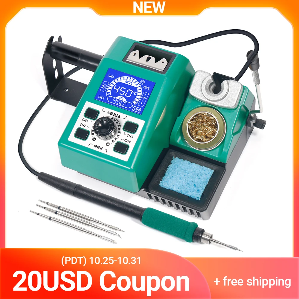 YIHUA 982 Repaid Heating C210 Soldering Iron Staion Welding Rework Station Born for Precision Soldering
YIHUA 982 Repaid Heating C210 Soldering Iron Staion Welding Rework Station Born for Precision Soldering