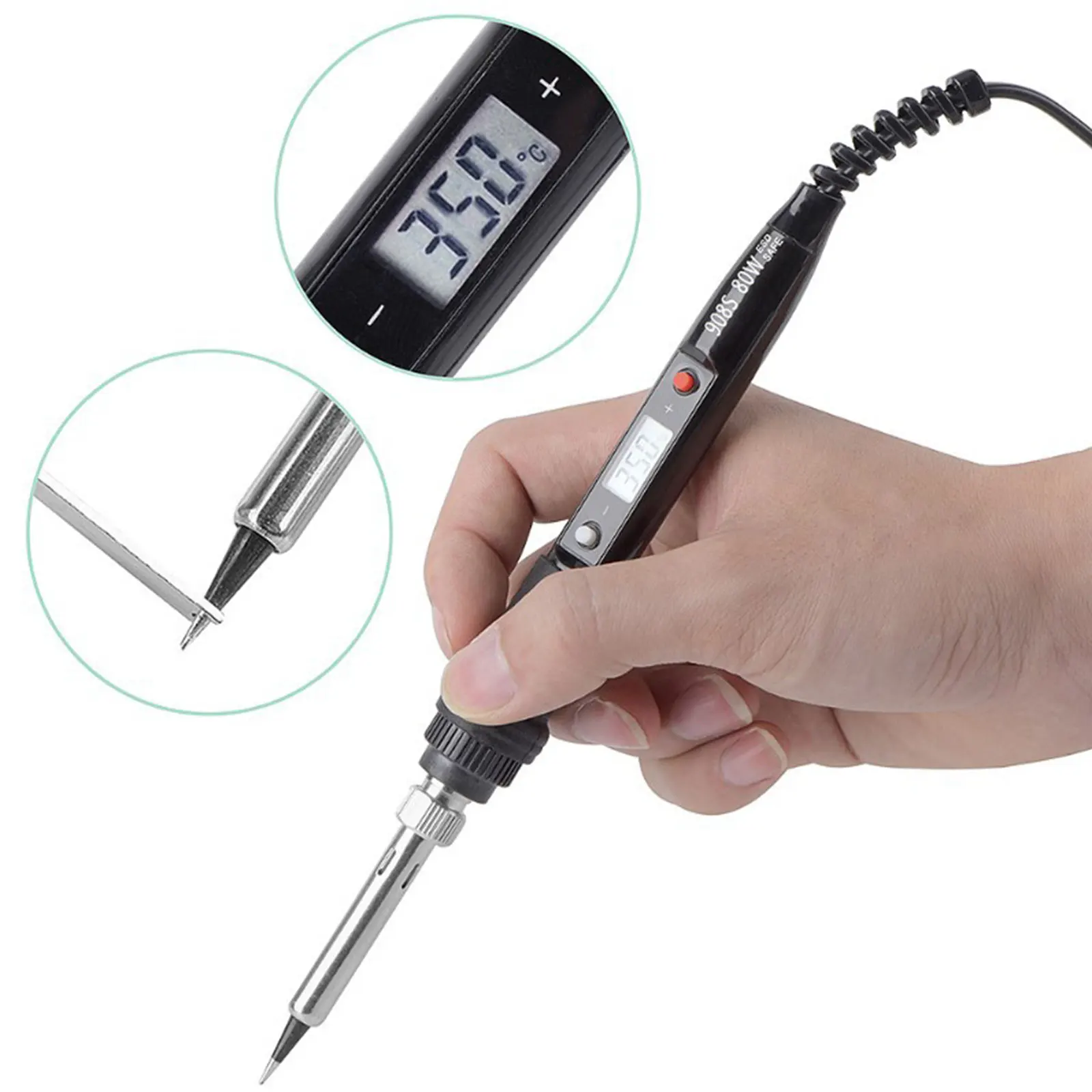 180W Electric Soldering Iron Kit Set Digital Temperature Adjustable Soldering Tool Solder with Soldering Iron Tip Repair Tool
180W Electric Soldering Iron Kit Set Digital Temperature Adjustable Soldering Tool Solder with Soldering Iron Tip Repair Tool