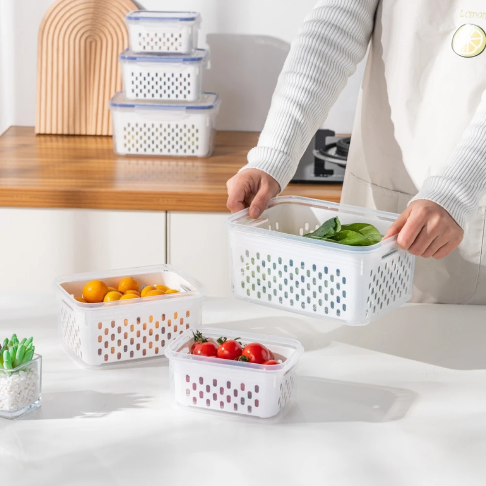 3Pcs Double-layer Drain Basket Fruit Vegetable Storage Container For Fridge Containers With Lid Kitchen Storage Organizer
3Pcs Double-layer Drain Basket Fruit Vegetable Storage Container For Fridge Containers With Lid Kitchen Storage Organizer