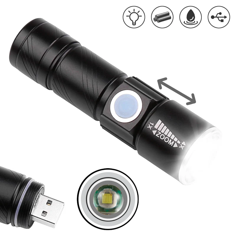 Powerful Q5 USB Rechargeable Flashlight Adjustable Zoom LED Torch Waterproof Camping Hunting Lanterna Bike Light 3 Modes
Powerful Q5 USB Rechargeable Flashlight Adjustable Zoom LED Torch Waterproof Camping Hunting Lanterna Bike Light 3 Modes