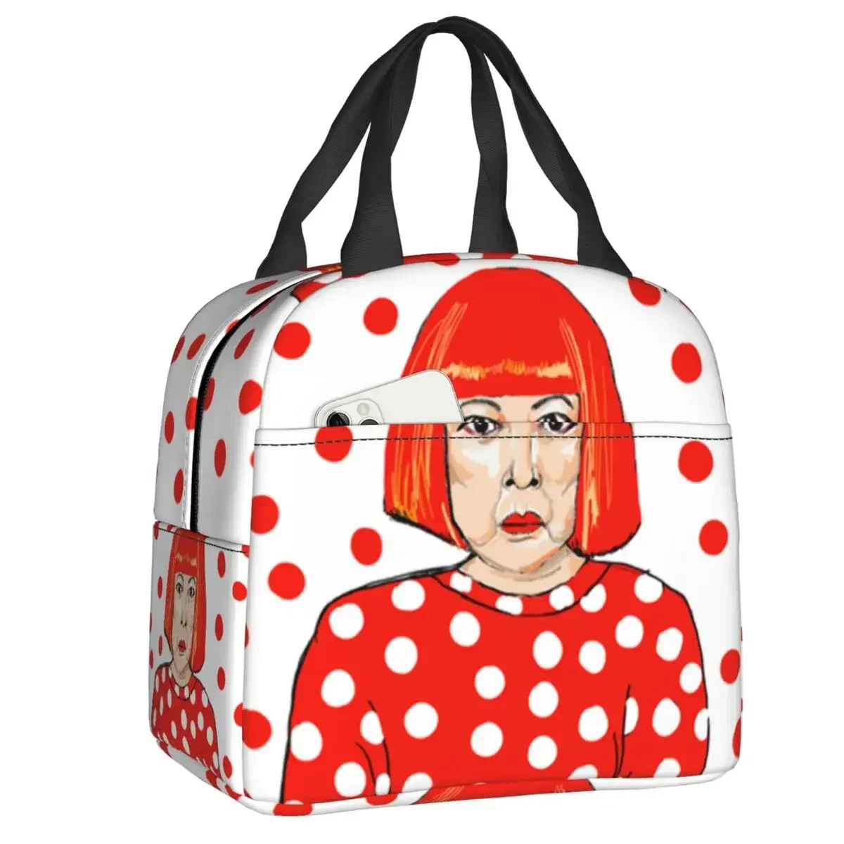 

Изолированная сумка для ланча Yayoi Kusama с абстрактным рисунком для женщин, многоразовый кулер, термобокс для ланча, детская школьная сумка-тоут для еды
