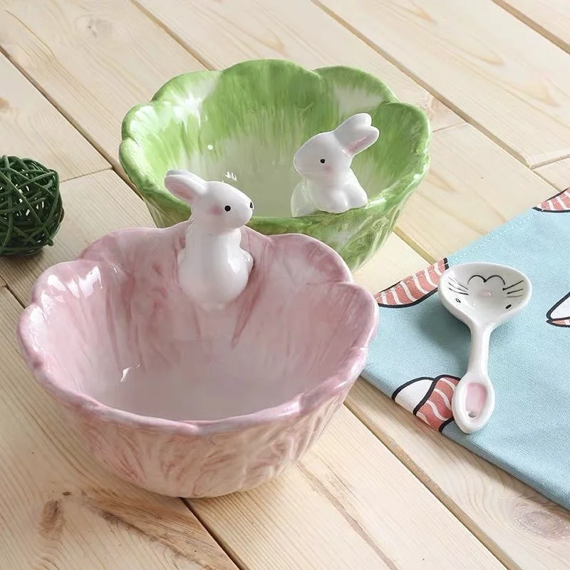 Creative Tableware Rabbit Salad Bowl Cute Instant Noodle Bowl Single Ceramic Large Bowl Household Dish Plate Dinnerware Set
Creative Tableware Rabbit Salad Bowl Cute Instant Noodle Bowl Single Ceramic Large Bowl Household Dish Plate Dinnerware Set