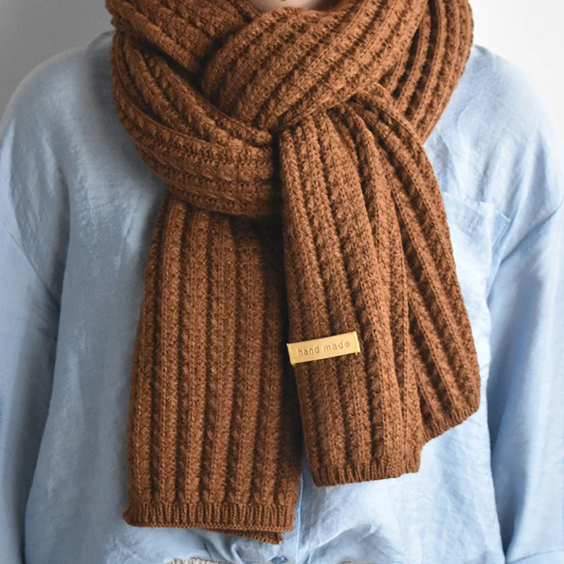 

Зимний имитационный кашемировый шарф для женщин 2021 Вязаная Шаль в Корейском стиле сохраняет тепло однотонный натуральный нагрудник