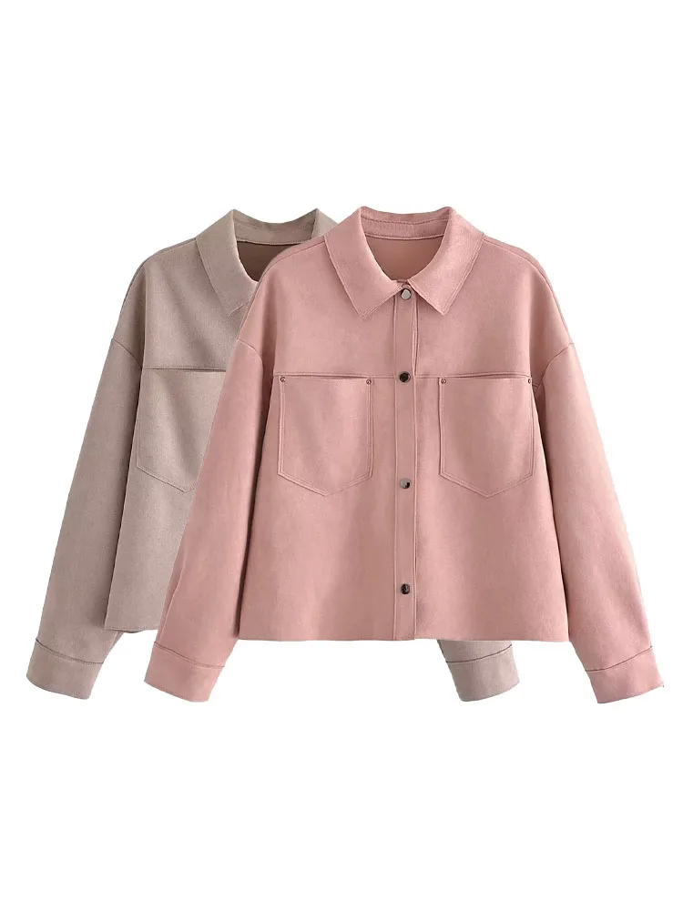 Women 2022 Autumn New Fashion suede textured cropped Blouses Vintage Long Sleeve pocket Female Shirts Chic Tops
Women 2022 Autumn New Fashion suede textured cropped Blouses Vintage Long Sleeve pocket Female Shirts Chic Tops