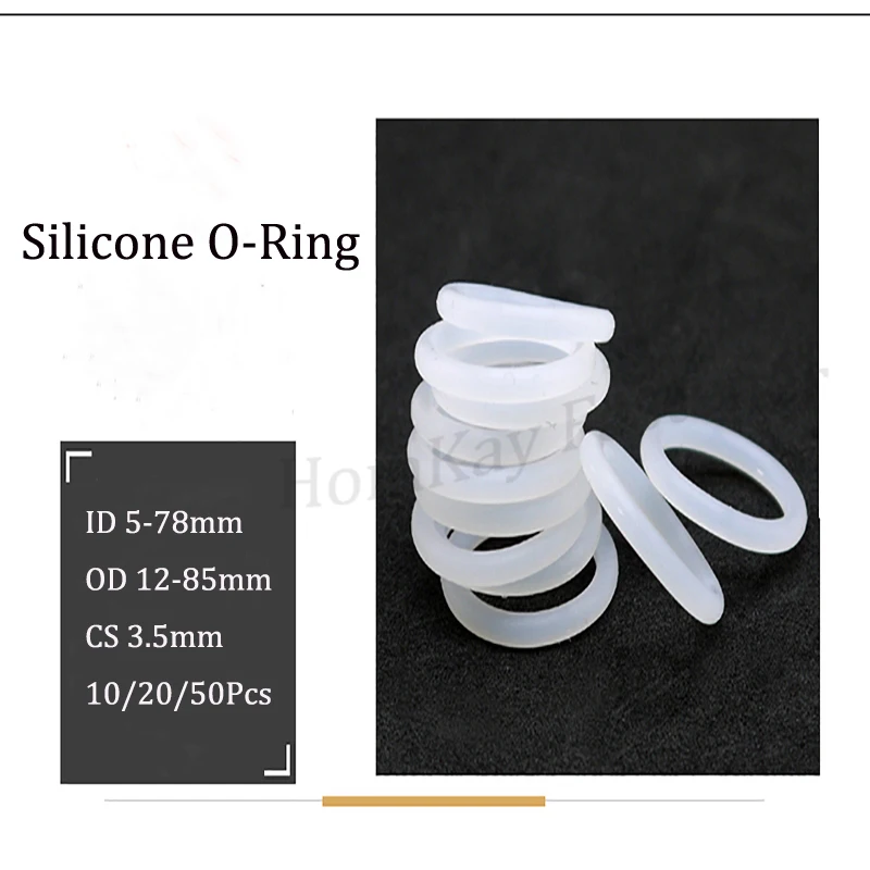 10/20/50 Pcs CS 3.5mm White Silicone O-ring ID 5mm-78mm Food Grade Good Elasticity High Temperature Resistance Wear-resistant
10/20/50 Pcs CS 3.5mm White Silicone O-ring ID 5mm-78mm Food Grade Good Elasticity High Temperature Resistance Wear-resistant