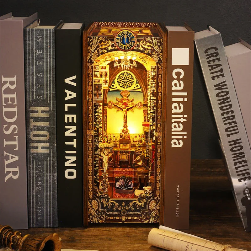 Retro DIY Wooden Book Nook Shelf Insert Miniature Kits Saint Church Doll House Bookshelf Home Bookend Decoration Handmade Gifts
Retro DIY Wooden Book Nook Shelf Insert Miniature Kits Saint Church Doll House Bookshelf Home Bookend Decoration Handmade Gifts