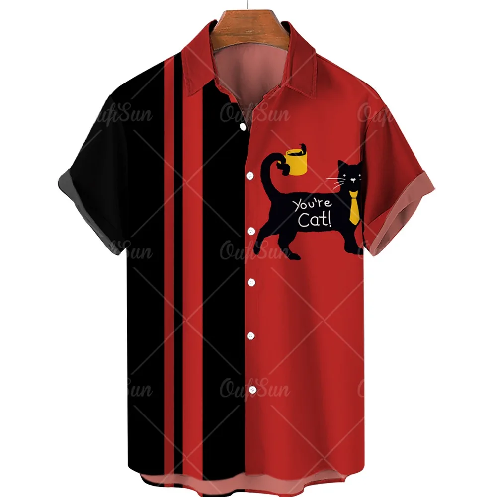 2022 Summer Men Print Shirts Cat Print Retro Hawaiian Clothes Single Row Buttons Short Sleeves Male Fashion Loose Casual Blouse
2022 Summer Men Print Shirts Cat Print Retro Hawaiian Clothes Single Row Buttons Short Sleeves Male Fashion Loose Casual Blouse
