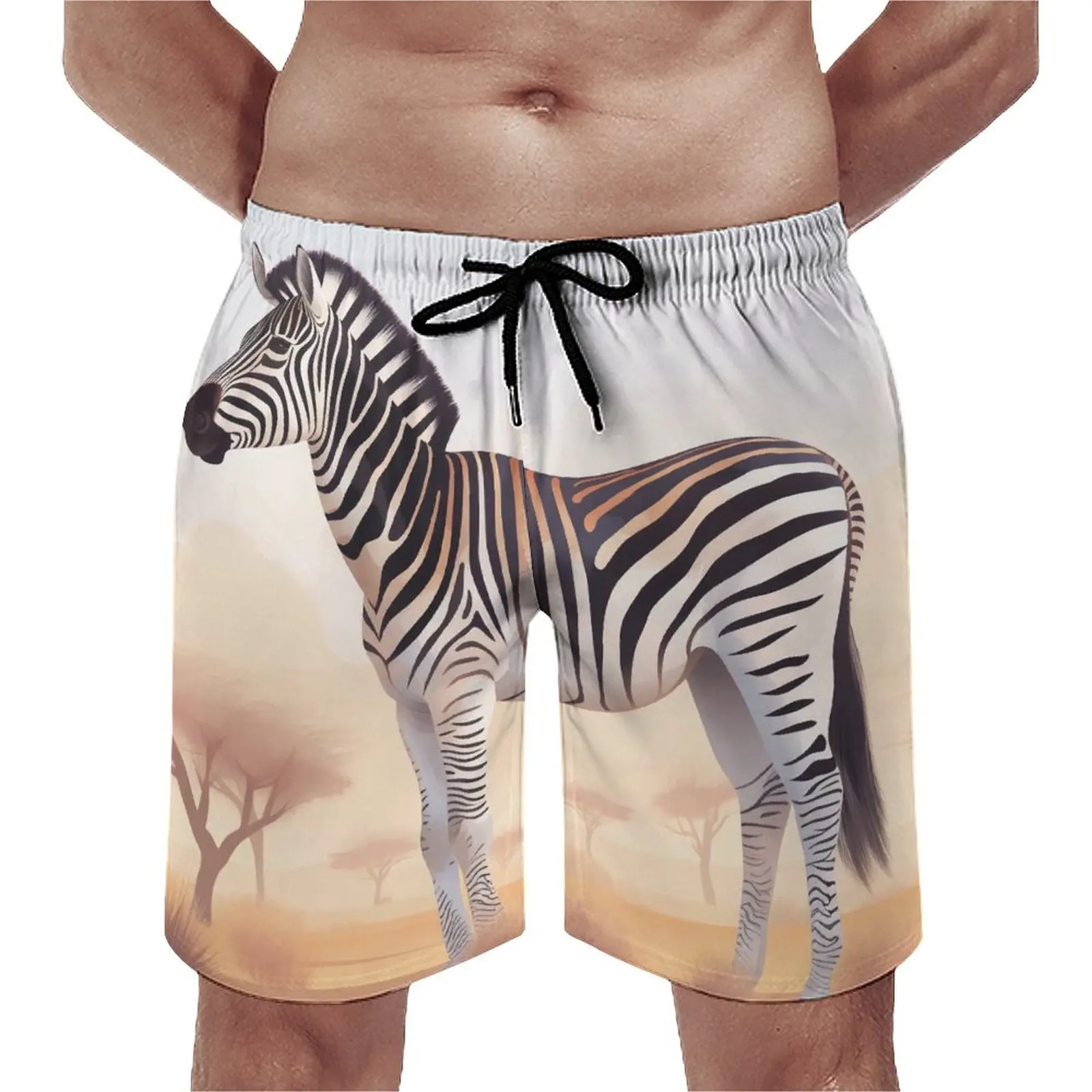

Zebra Board Shorts Vector Flat Animals Illustration Style Casual Board Short Pants Sports Surf Quick Dry Custom Swim Trunks