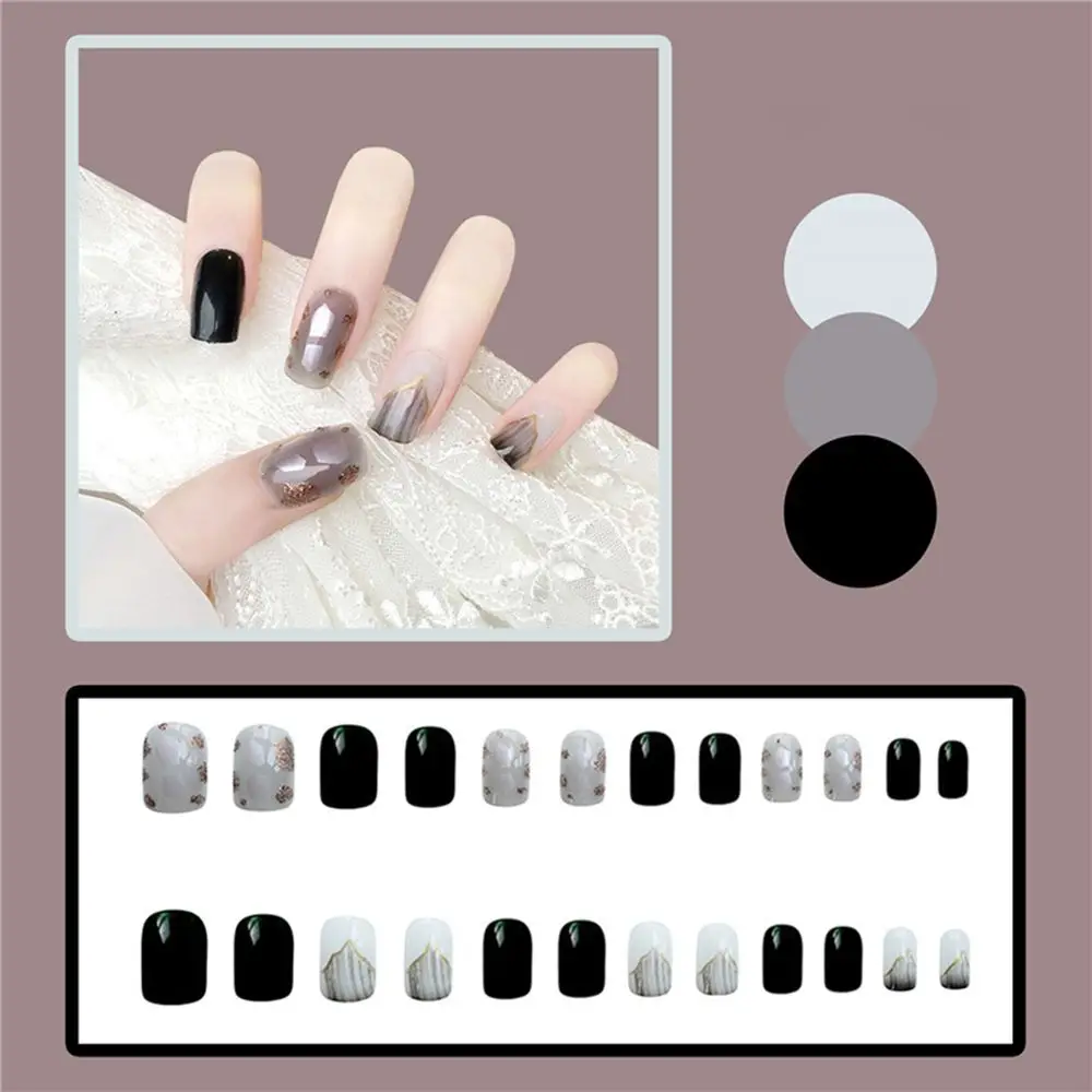 24pcs/Box Detachable Short Round/Square Head False Nails Wearable Glitter Sequins Fake Nails Full Cover Nail Tips Press On Nails
24pcs/Box Detachable Short Round/Square Head False Nails Wearable Glitter Sequins Fake Nails Full Cover Nail Tips Press On Nails
