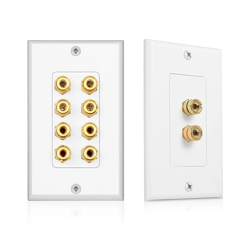 2Pcs Speaker Wall Plate Home Theater Wall Plate Audio Panel - 8 Posts For 4 Speakers & 2 Posts For 1 Speakers
2Pcs Speaker Wall Plate Home Theater Wall Plate Audio Panel - 8 Posts For 4 Speakers & 2 Posts For 1 Speakers