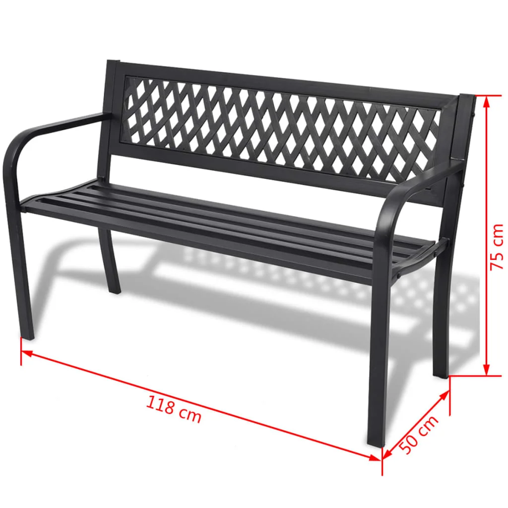 Patio Outdoor Bench Deck Outside Porch Furniture Balcony Lounge Home Decor 46.5 Steel Black