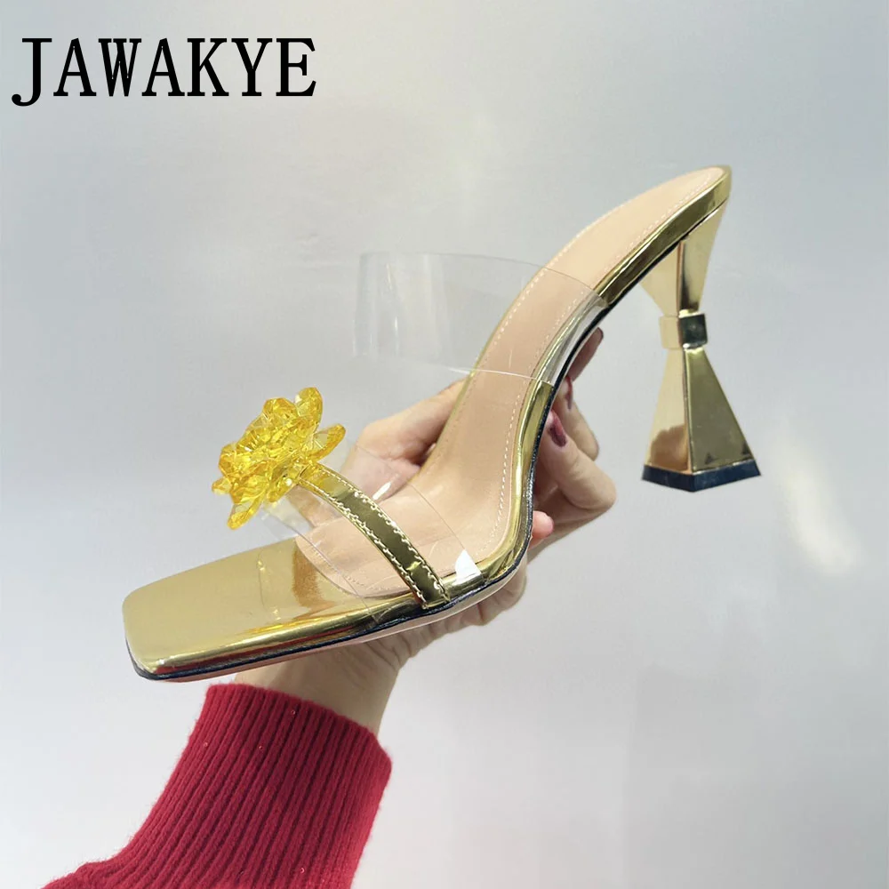 Summer PVC Hourglass Heel Women's Slippers Luxury Crystal Flower Slides Square Toe Pumps Banquet Mules Sexy Sandals For Woman
Summer PVC Hourglass Heel Women's Slippers Luxury Crystal Flower Slides Square Toe Pumps Banquet Mules Sexy Sandals For Woman