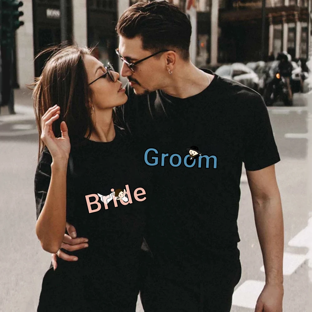 Summer Couples T-Shirt Bride Groom Print Casual O-Neck Lovers Top Women Clothes Lovers Short Sleeve Tee Shirt
Summer Couples T-Shirt Bride Groom Print Casual O-Neck Lovers Top Women Clothes Lovers Short Sleeve Tee Shirt