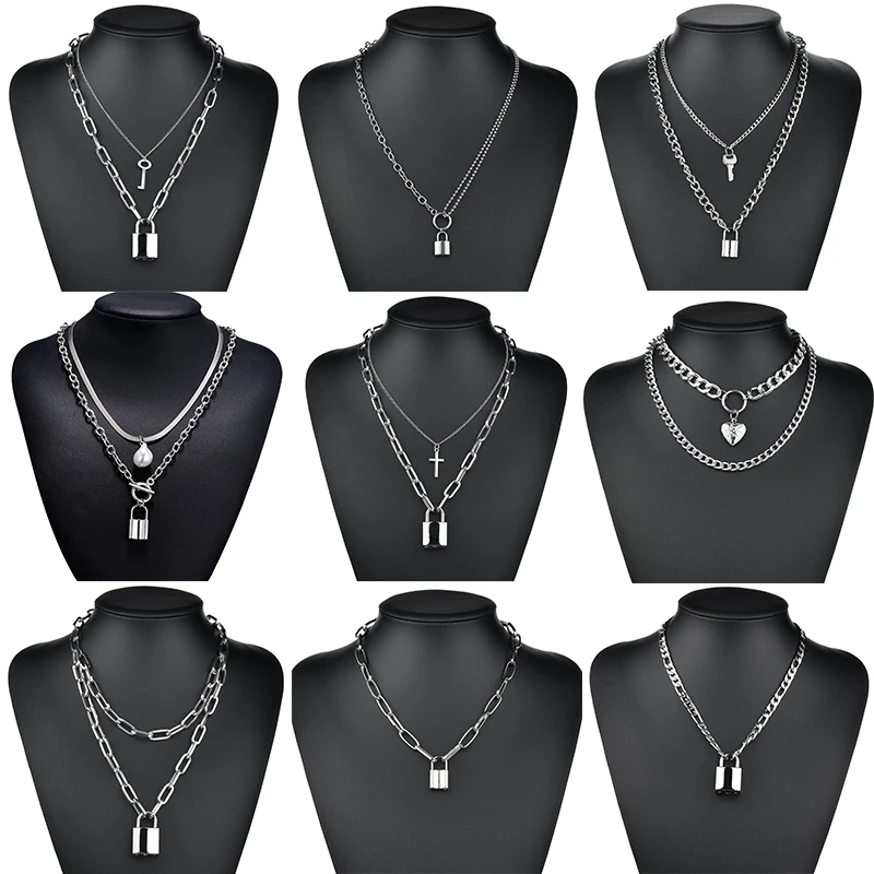 Punk Trendy Silver Color Chain Lock Cross Pendant Necklaces for Women Hip Hop Rock Multilayer Choker Necklaces Party Jewelry
Punk Trendy Silver Color Chain Lock Cross Pendant Necklaces for Women Hip Hop Rock Multilayer Choker Necklaces Party Jewelry