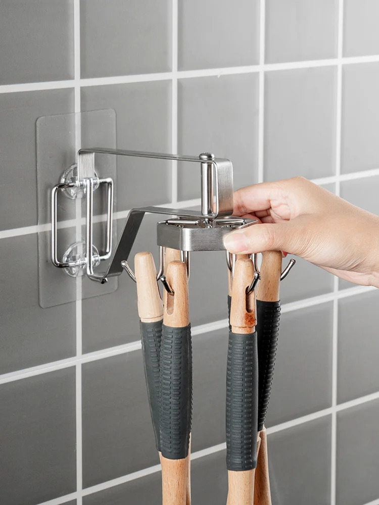 Kitchen Stainless Steel Spatula Rack Punch-Free Wall Hanging Rotating Kitchenware Shelf Storage Rack Shovel Hook
Kitchen Stainless Steel Spatula Rack Punch-Free Wall Hanging Rotating Kitchenware Shelf Storage Rack Shovel Hook