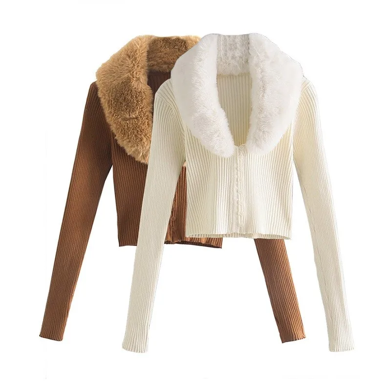 Huaxiafan Women Fashion With Tie Faux Fur Collar Knit Cardigan Sweater Vintage Long Sleeve Fitted Female Outerwear Chic Tops
Huaxiafan Women Fashion With Tie Faux Fur Collar Knit Cardigan Sweater Vintage Long Sleeve Fitted Female Outerwear Chic Tops