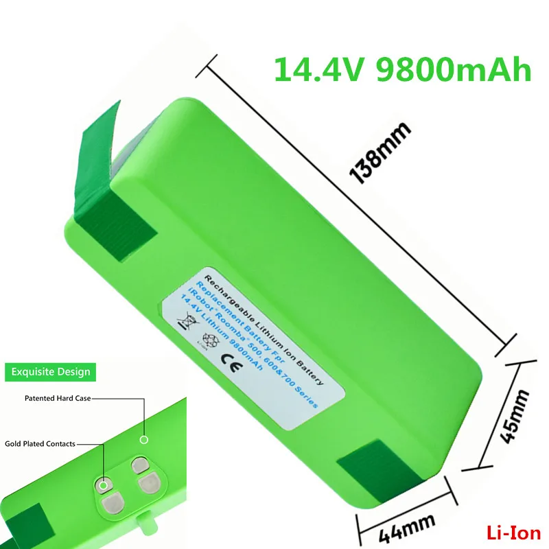 2021 14.4V 4.8Ah/6.8Ah/9.8Ah/ Lithium Rechargeable Battery For iRobot Roomba 500 600 700 800 Series 560 620 650 770 780 880
2021 14.4V 4.8Ah/6.8Ah/9.8Ah/ Lithium Rechargeable Battery For iRobot Roomba 500 600 700 800 Series 560 620 650 770 780 880