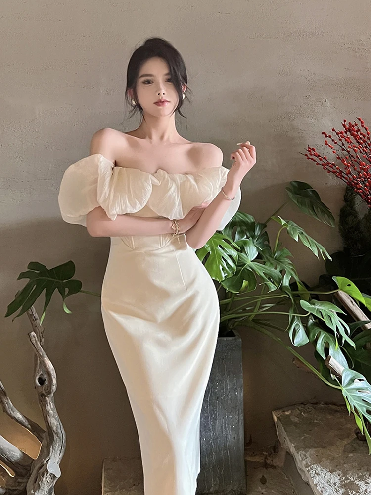 Vinatge Sexy Evening Maxi Wedding Dresses for Women Clothing Prom Elegant Slash Neck Puff Sleeve Bodycon Midi Dress Summer Robe
Vinatge Sexy Evening Maxi Wedding Dresses for Women Clothing Prom Elegant Slash Neck Puff Sleeve Bodycon Midi Dress Summer Robe