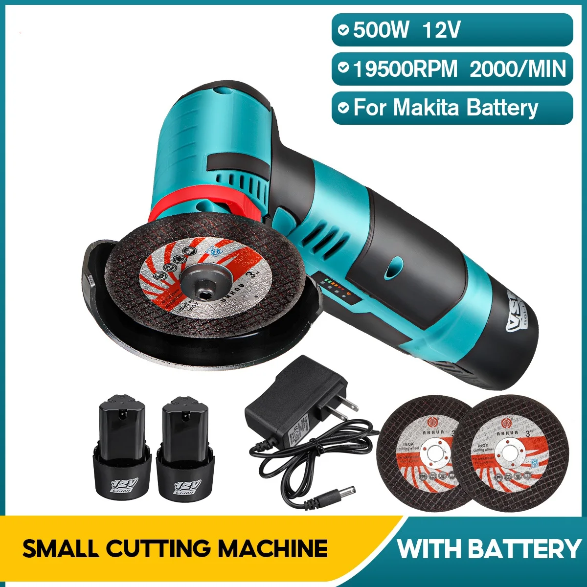 12V Brushless Angle Grinder With Lithium Battery 500W 19500Rpm Cordless Mini Polishing Machine Diamond Cutting Grinder
12V Brushless Angle Grinder With Lithium Battery 500W 19500Rpm Cordless Mini Polishing Machine Diamond Cutting Grinder