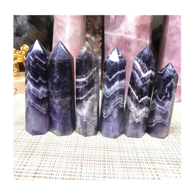 

Natural Polished Dream Amethyst Wand Point Crystal Healing Stones For Sale