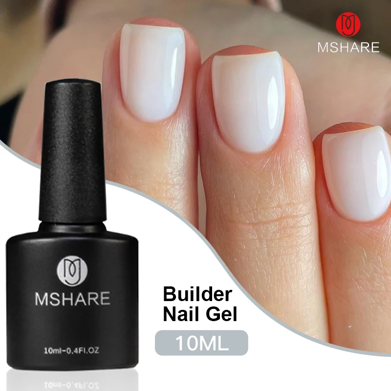 

MSHARE 10ML Milky White Builder Nail Gel Extension Self Leveling Quick Building Clear Pink Nails UV LED Soak Off Gel