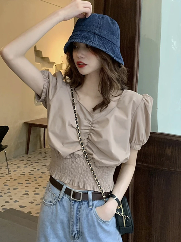GGRIGHT Short Puff Sleeve Top Women 2022 Summer Clothes Blusas Y Camisas Vintage Ruched Smocked Hem Blouse Top Chemise Femme
GGRIGHT Short Puff Sleeve Top Women 2022 Summer Clothes Blusas Y Camisas Vintage Ruched Smocked Hem Blouse Top Chemise Femme