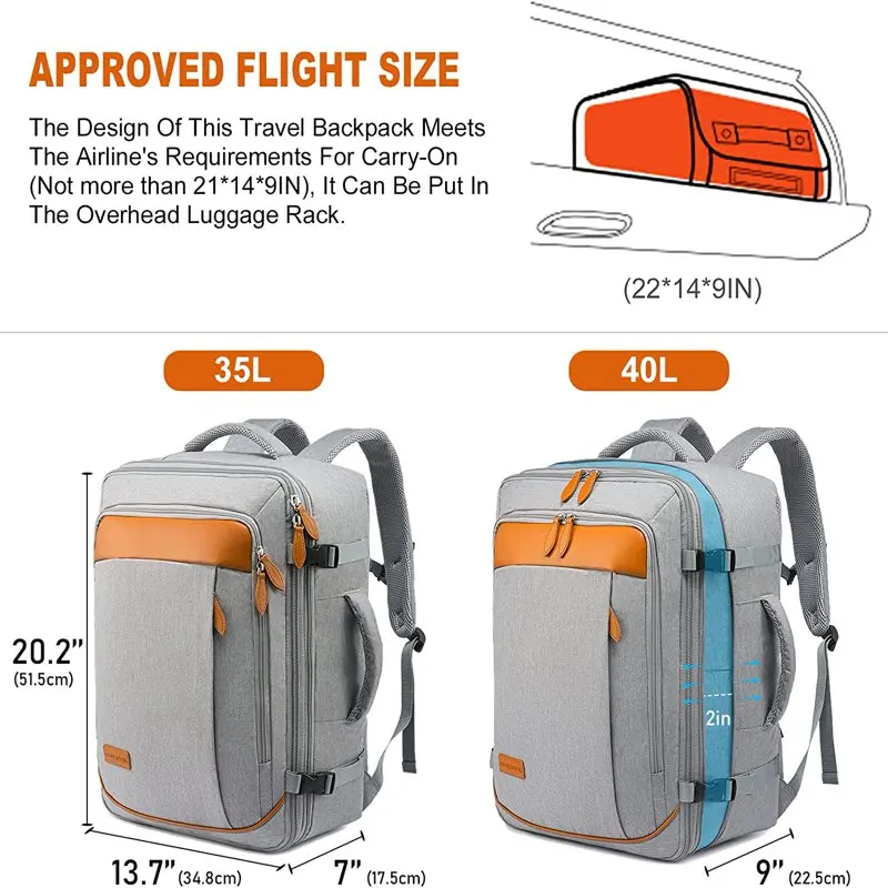 "Grey 40L Expandable Men/Women Waterproof Carry-on Luggage, Large Approved Weekender Backpack Set - Perfect for Overnight and Tr
"Grey 40L Expandable Men/Women Waterproof Carry-on Luggage, Large Approved Weekender Backpack Set - Perfect for Overnight and Tr