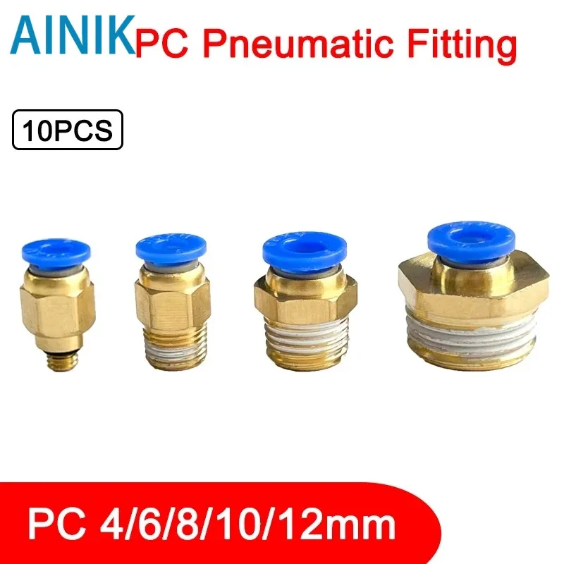 

10Pcs PC Hose Connection Air Fitting 4-12Mm Male Thread Bsp 1/4 " 1/2" 1/8 "3/8" Nipple Brass Quick Coupling Pneumatic Fittings