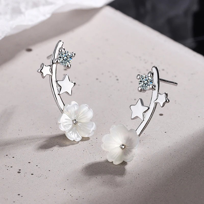 Elegant 925 Sterling Silver Flower Stud Earrings for Women New Fashion Sparking Cubic Zirconia Star Earring Jewelry Accessories
Elegant 925 Sterling Silver Flower Stud Earrings for Women New Fashion Sparking Cubic Zirconia Star Earring Jewelry Accessories
