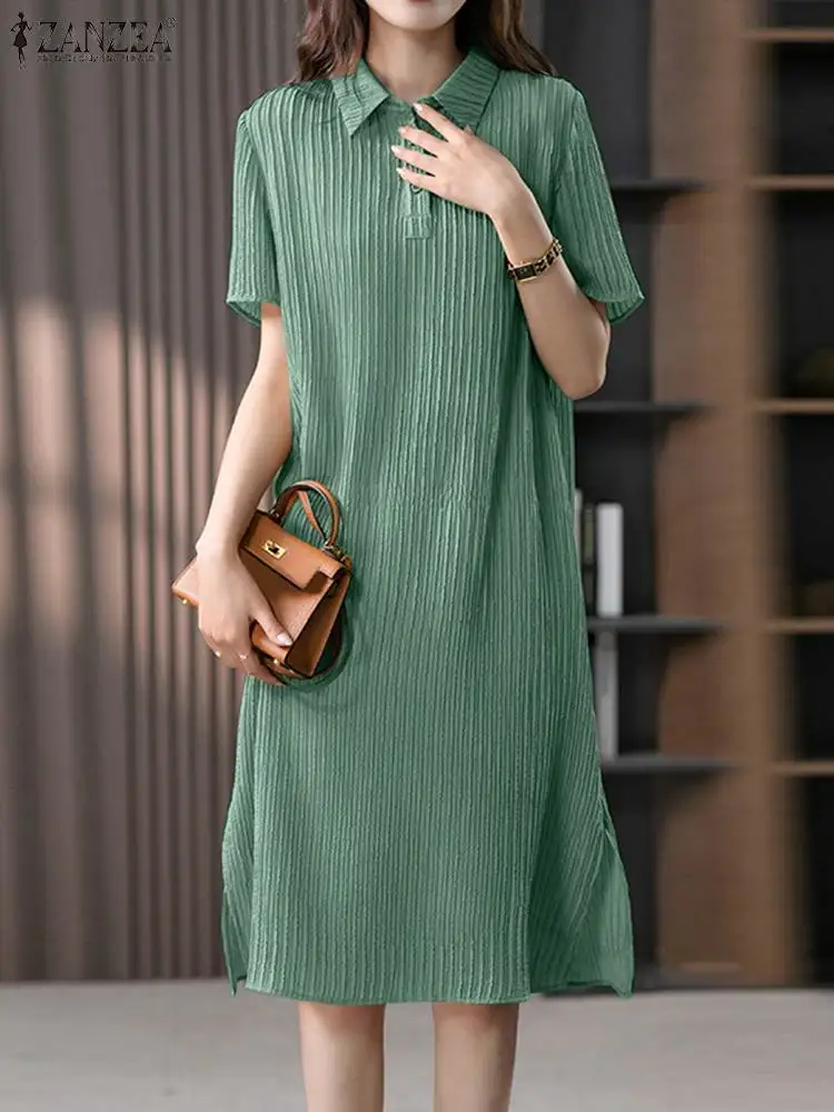 Летнее корейское модное платье ZANZEA, элегантное платье-рубашка с коротким рукавом, женское офисное платье с отворотом, повседневный однотонный плиссированный Сарафан
Летнее корейское модное платье ZANZEA, элегантное платье-рубашка с коротким рукавом, женское офисное платье с отворотом, повседневный однотонный плиссированный Сарафан