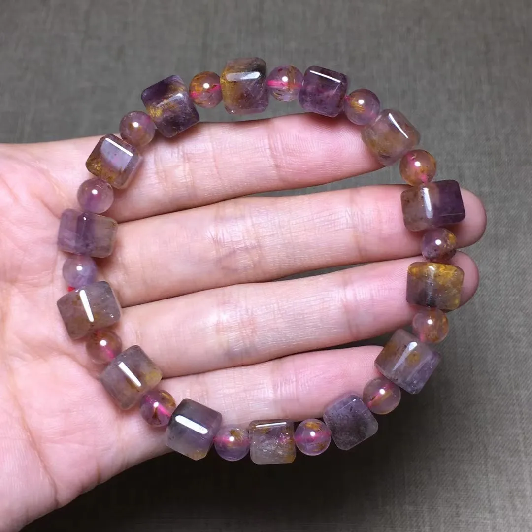 8mm Natural Purple Gold Rutilated Quartz Bracelet Jewelry For Women Men Gift Beauty Crystal Beads Cacoxenite Stone Strands AAAAA 
8mm Natural Purple Gold Rutilated Quartz Bracelet Jewelry For Women Men Gift Beauty Crystal Beads Cacoxenite Stone Strands AAAAA