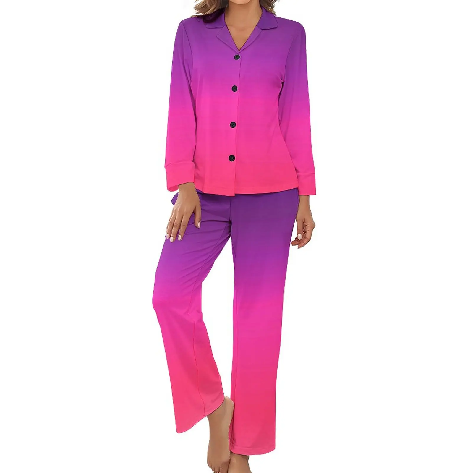 Ombre Abstract Pajamas Long Sleeve Neon Purple And Pink 2 Pieces Casual Pajamas Set Women V Neck Soft Sleepwear
Ombre Abstract Pajamas Long Sleeve Neon Purple And Pink 2 Pieces Casual Pajamas Set Women V Neck Soft Sleepwear