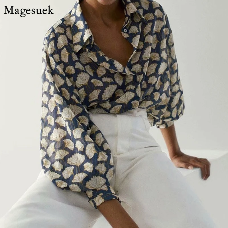 Printed Leaf Loose Blouse Women Autumn Cozy Fashion Elegant Women Shirt Top England Style Silk Shirts Blusas Mujer De Moda 21411
Printed Leaf Loose Blouse Women Autumn Cozy Fashion Elegant Women Shirt Top England Style Silk Shirts Blusas Mujer De Moda 21411